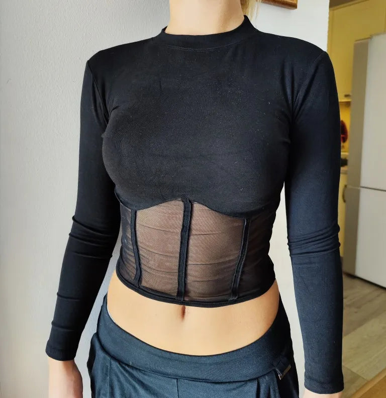 Summer Women T Shirt Girls T-Shirt Woman Clothes Long Sleeve Tops Spring Black Slim Tshirt Female Crop Top Tee Sexy Skinny Y2k