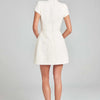 White Shoulder Pad Short Sleeve Party Dress Women's Elegant Tweed A-line O-neck Patchwork Luxury Black Evening Dresses Birthday