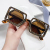 Square Luxury Diamonds Sunglasses Women Punk Fashion Rhinestone Sun Glasses Female Shiny Sexy Yellow Lens Eyewear Shade Handmade