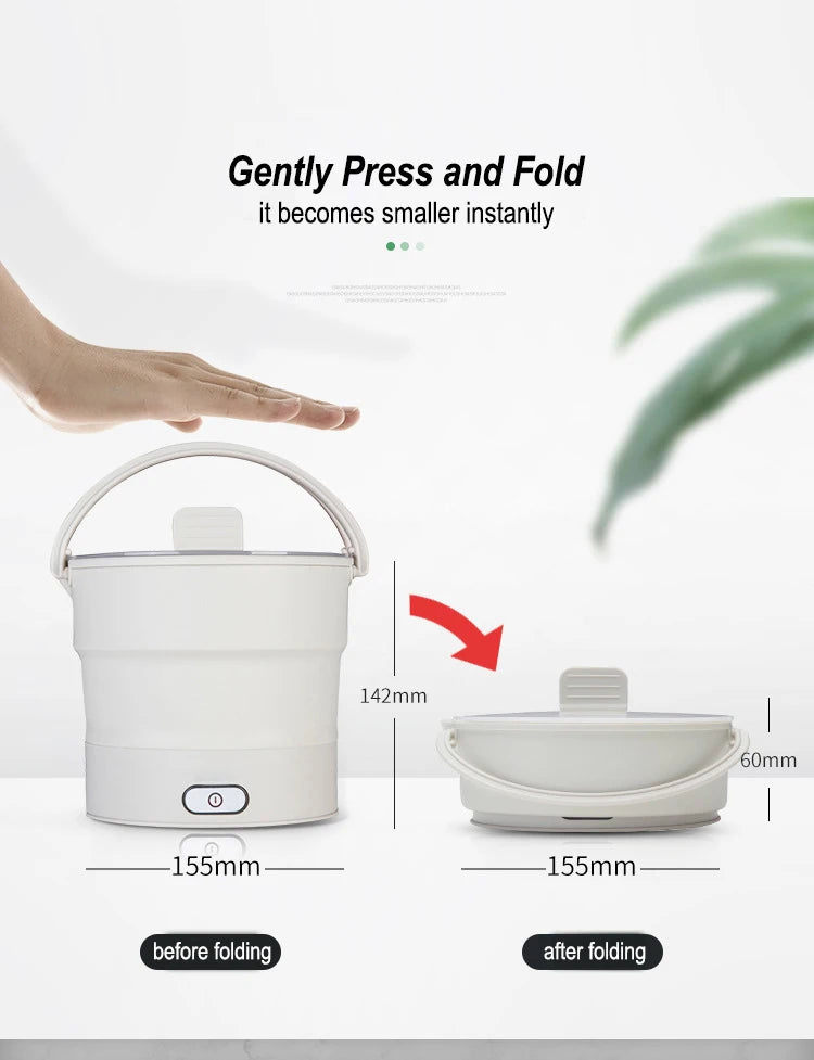 Foldable Electric Cooker 220V Mini Multifunction Hot Pot Food Steamer Cooking Machine for Dormitory Noodle Cooker for Travel