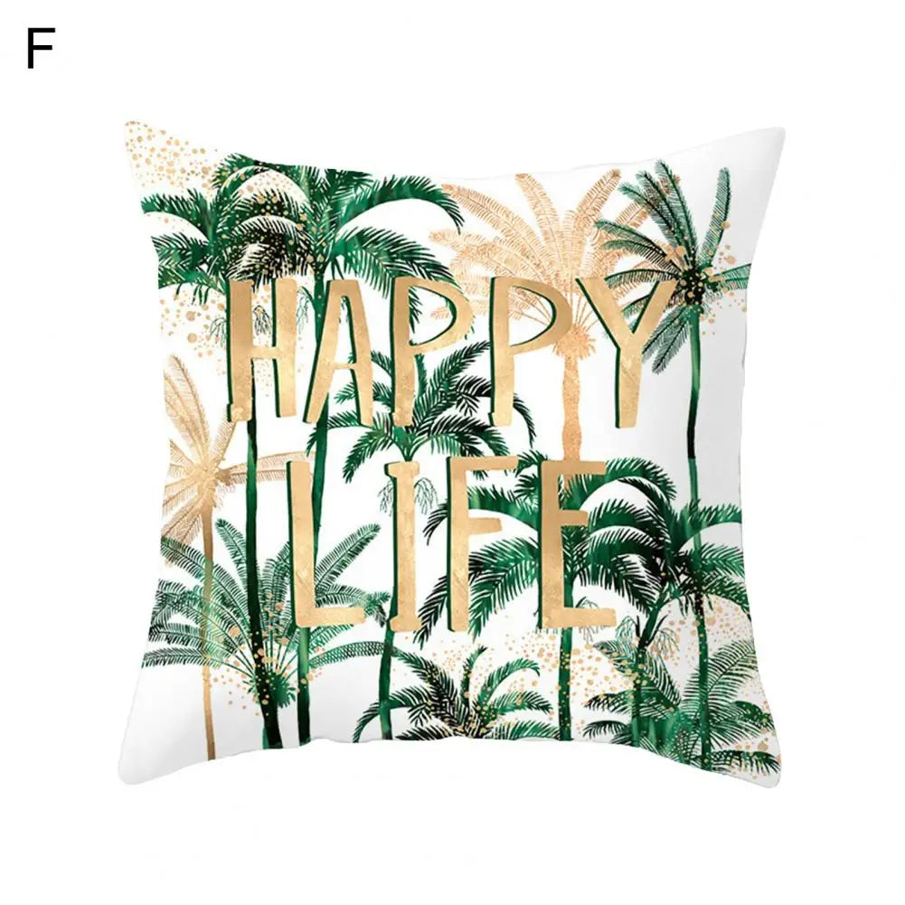 45cm Cushion Case Removable Polyester Green Plant Print Pillowcase Tropical Leaf Cactus Monstera Throw Cushion Cover Home Decor