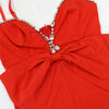Spaghetti Strap Deep V Neck Sexy Women Straight Jumpsuits Rompers 2023 Rhinestone Big Bowknot Party Jumpsuit Birthday Outfits