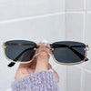 Half Frame Square Sunglasses for women Luxury Brand Small Metal Retro Rectangle Black Sun Glasses Woman Fashion Eyewear