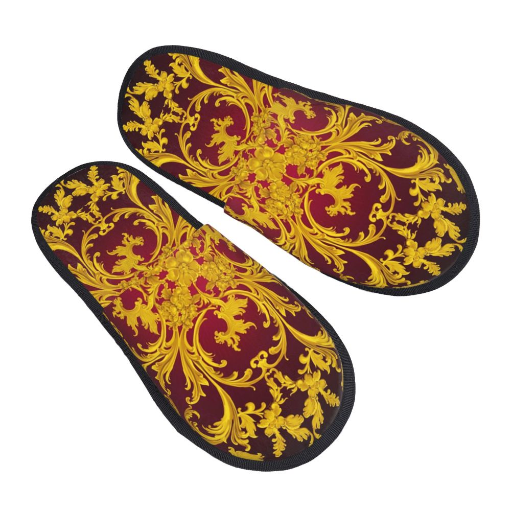 Custom Queen Of Absolutely Everything Gold Baroque Soft Memory Foam House Slippers Women Comfy Warm Anti-skid Sole Slipper