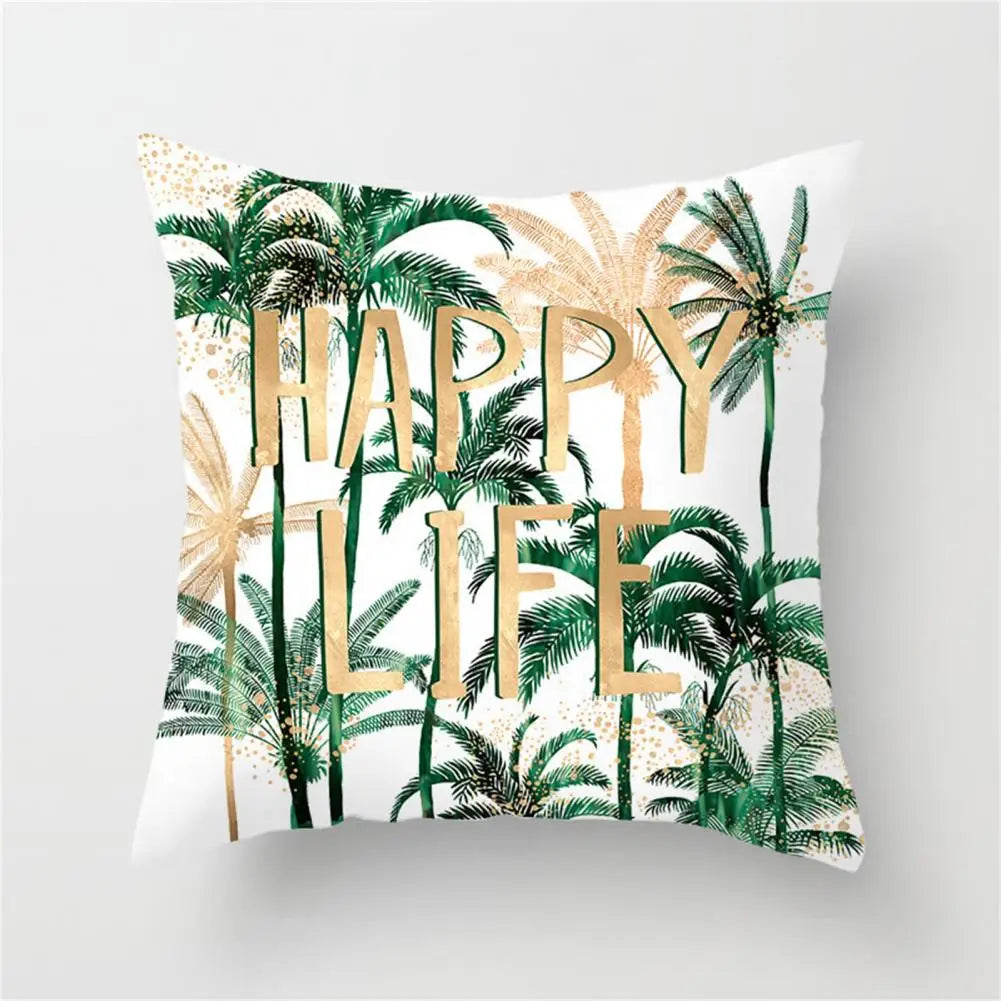 45cm Cushion Case Removable Polyester Green Plant Print Pillowcase Tropical Leaf Cactus Monstera Throw Cushion Cover Home Decor