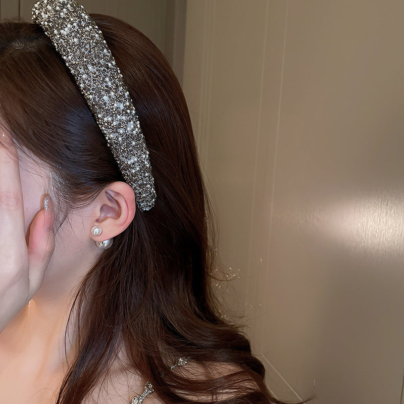 Luxury Inlaid Rhinestone HairBands for Women Korean Fashion Hair Pressure Headband Small Pearl Wedding Hair Jewelry