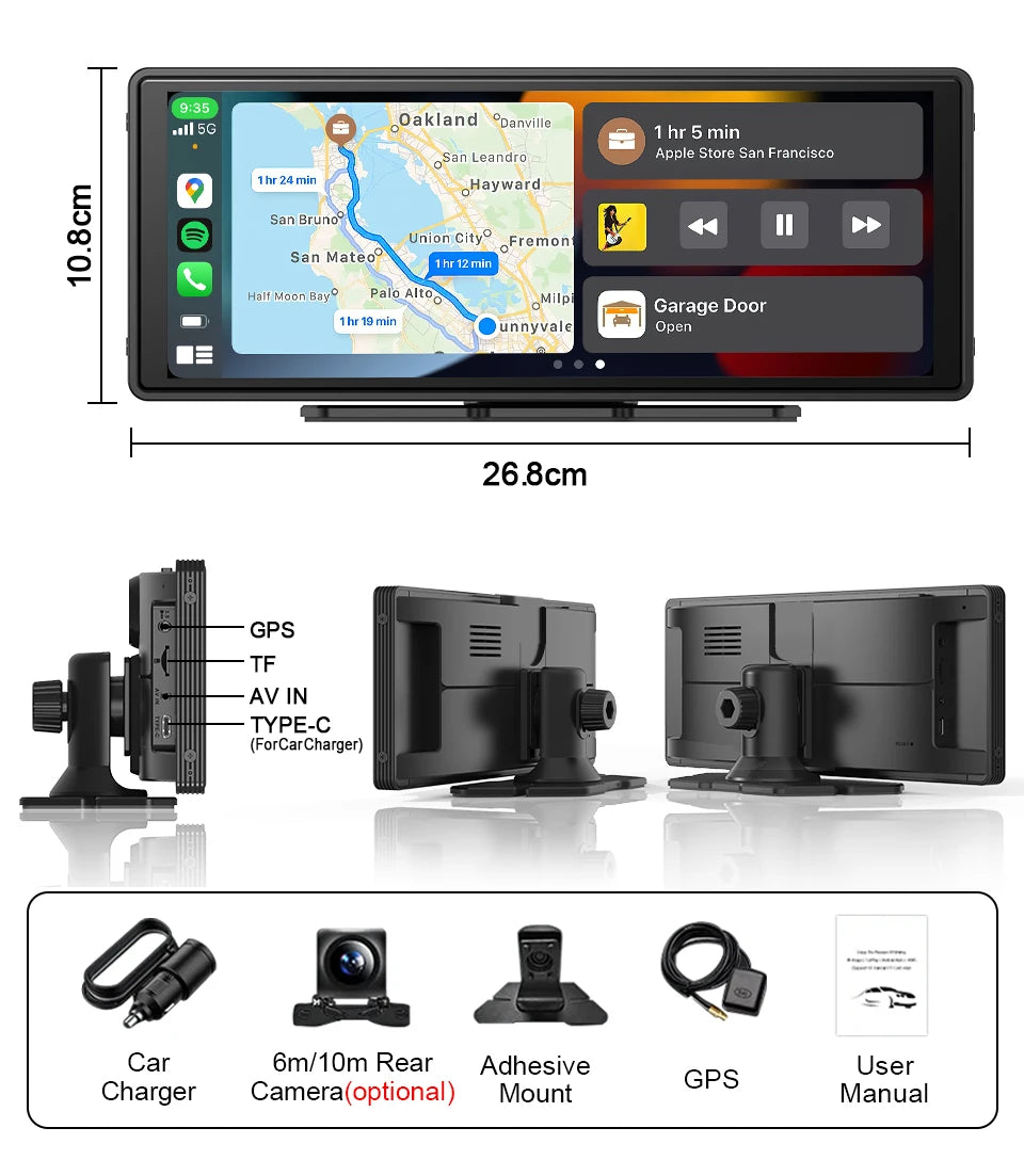 CAIXI 10.26" 4/8 Core Android 14 Wireless Carplay & Android Auto Car Radio   Multimedia Player Autoraido GPS Navigation Rearview