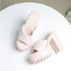 Eilyken Summer Fashion Women's Slippers Banquet Nightclub Platform Chunky High Heels Slide Mule Shoes Green White Sandals