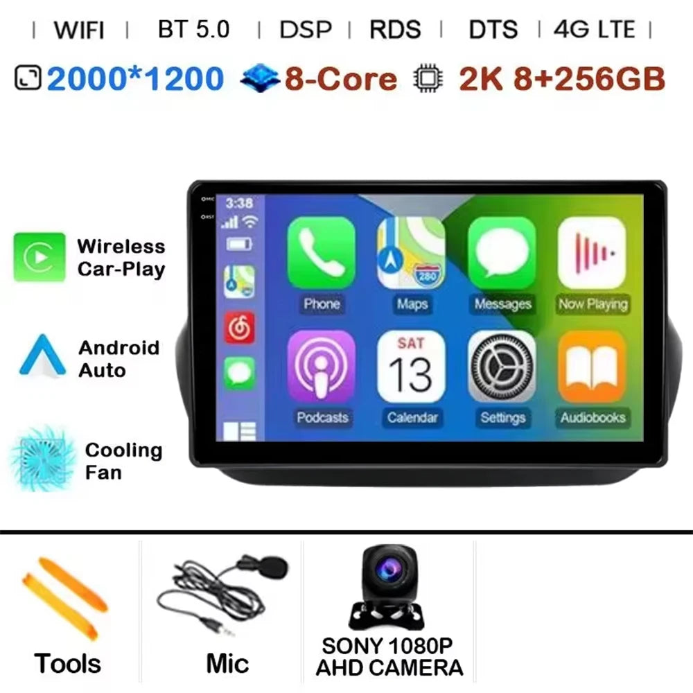 Android 14 Radio For Fiat Fiorino Qubo For Citroen Nemo For Peugeot Bipper 2008-2017 Car stereo Multimedia Player Carplay Auto