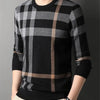 High Quality Luxury Men's Knitted Pullover Autumn Winter O-Neck Striped Wool Sweater British Casual Fashion Versatile Knitwear
