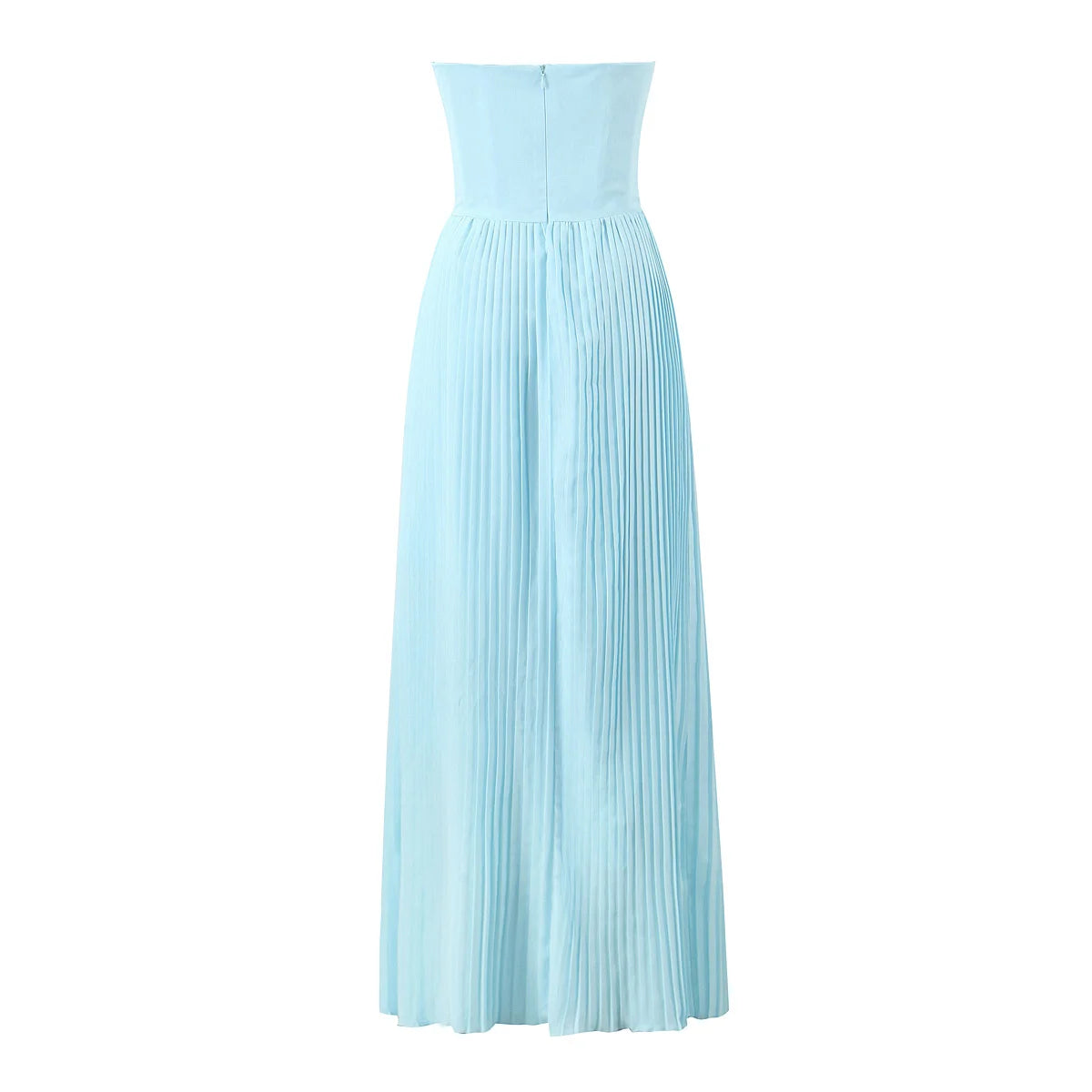 Pure sexy French high-end tube top one-shoulder dress female long seaside holiday pleated skirt