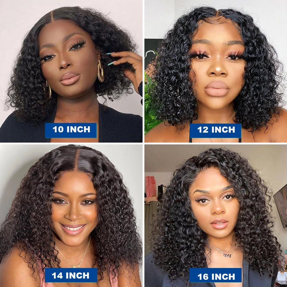 13x4 Bob Wigs Jerry Curly Short Pixie Cut Water Wave Wigs Human Hair Natural Black Brazilian Deep Curly Wigs For Black Woman