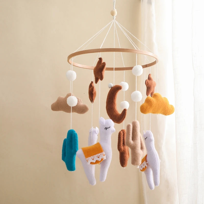 Baby Crib Mobile Rattle Toy 0-12Months Infant Soft Felt Teddy Velvet Pink Bear Bed Bell Hanging Toy Holder Bracket Crib Girl Toy