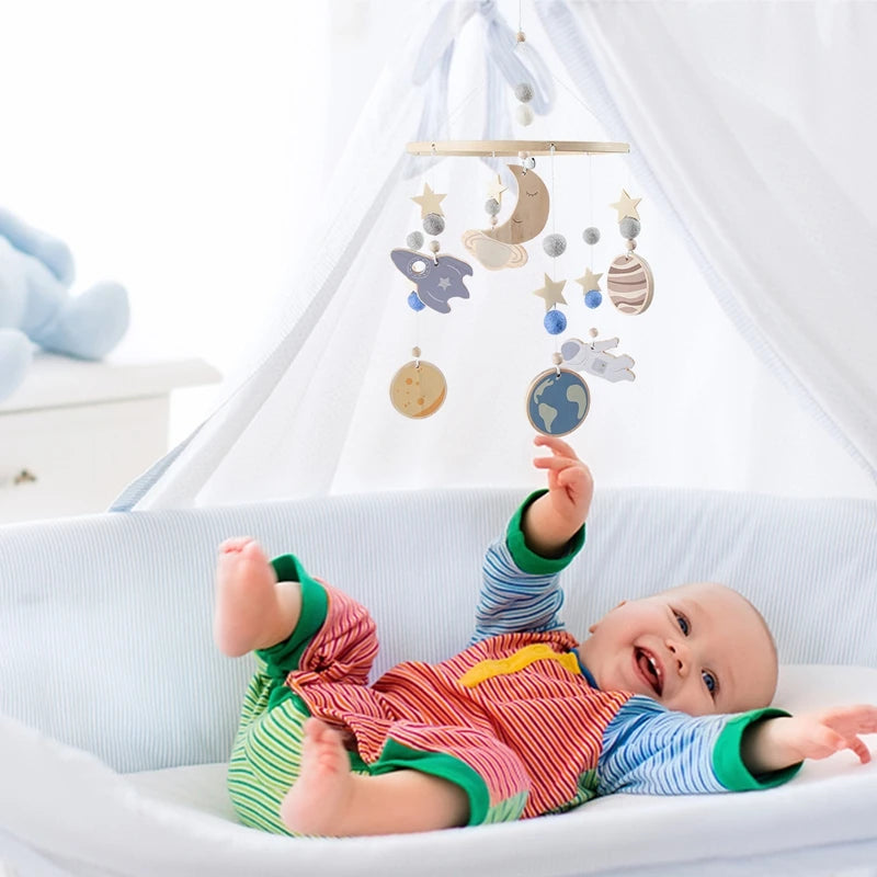 Baby Bed Bell Wood Mobile Toddler Rattles Toys Crib Bell Rattles Boho Style Kids Musical Toys 0-12 Months For Baby Newborn Gifts