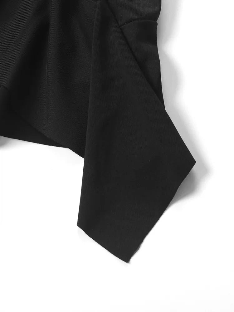 Sexy Summer Mini Dress Women New Black Fashion Streetwear Sleeveless Backless Folds Split Dress Elegant Party Strap A-LINE Dress