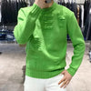Men's Clothing Green Knit Sweater Male Letter Plain Solid Color Pullovers Sheap Korean Fashion Classic Jumpers A Overfit Heated