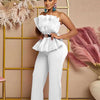Full Length for Women Elegant Summer Long Jumpsuits Evenings Party Sexy Tube Jumpsuit Ladies High Waist Strapless Jumpsuit