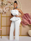 Full Length for Women Elegant Summer Long Jumpsuits Evenings Party Sexy Tube Jumpsuit Ladies High Waist Strapless Jumpsuit