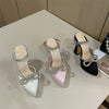 Hlieny 2025 Spring Autumn Women Pumps Fashion Platform Pointed Toe Butterfly-Knot Crystal Party Shoes Ankle Buckle Strap Sandals