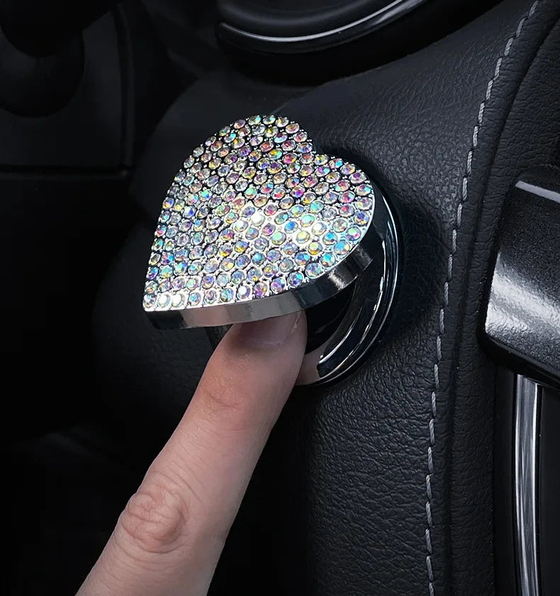 Crystal Engine Ignition Onekey Start Stop Push Button Switch Protective Cover Bling Girls Auto Accessories Car Interior Decor