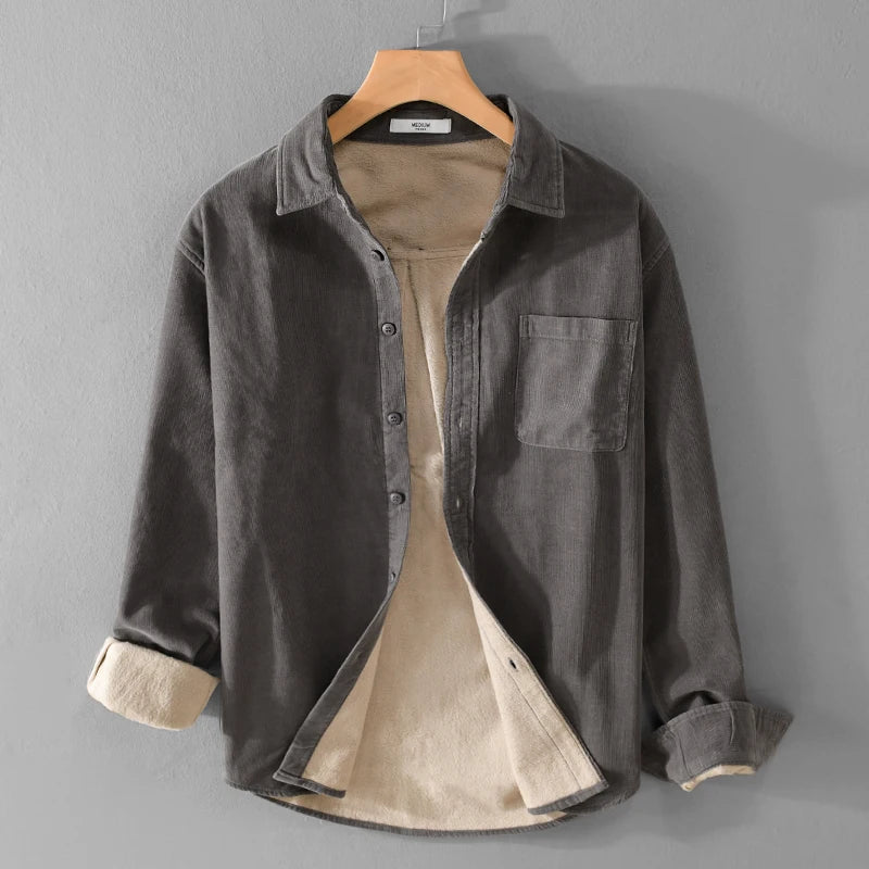 New Designer Italy Quality Brand Shirts For Men Fashion Cotton Corduroy Warm Long-sleeve Thickened Plus Size Top Clothes Camisa