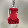 Red Color Women Sexy Strapless Ball Gown Mini Fashion Celebrity Nightclub Party Dress Birthday Cocktail Girls' Outfit