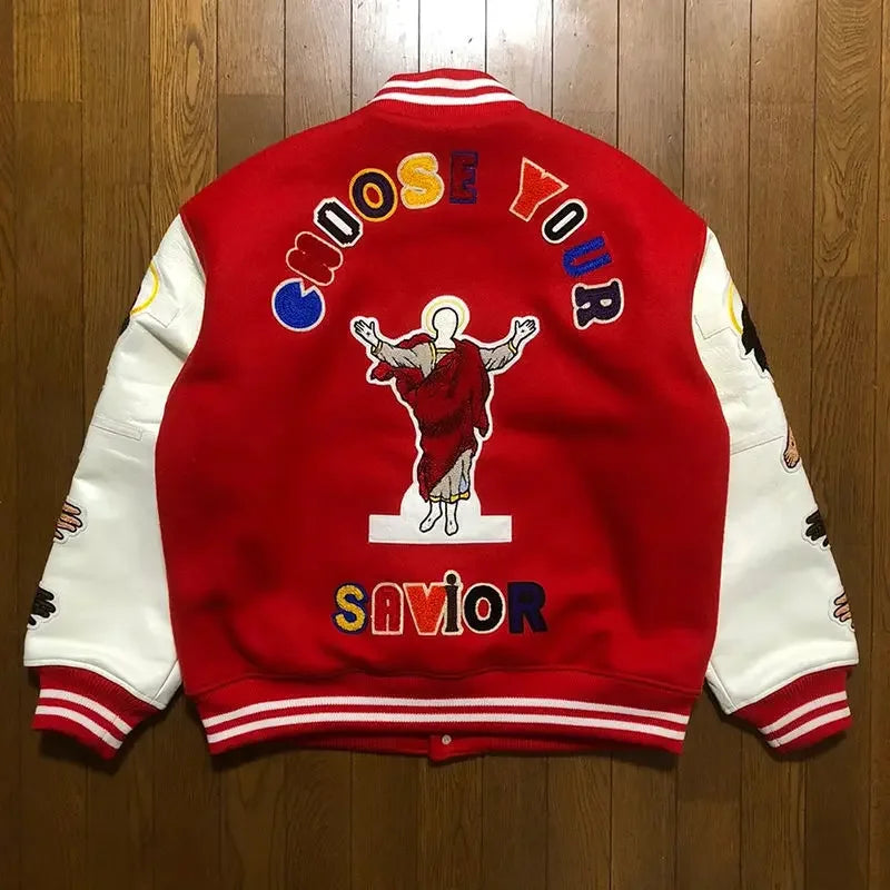 High-density letter embroidery bump-filled star cotton clothing winter trendy style for men and women couples outerwear