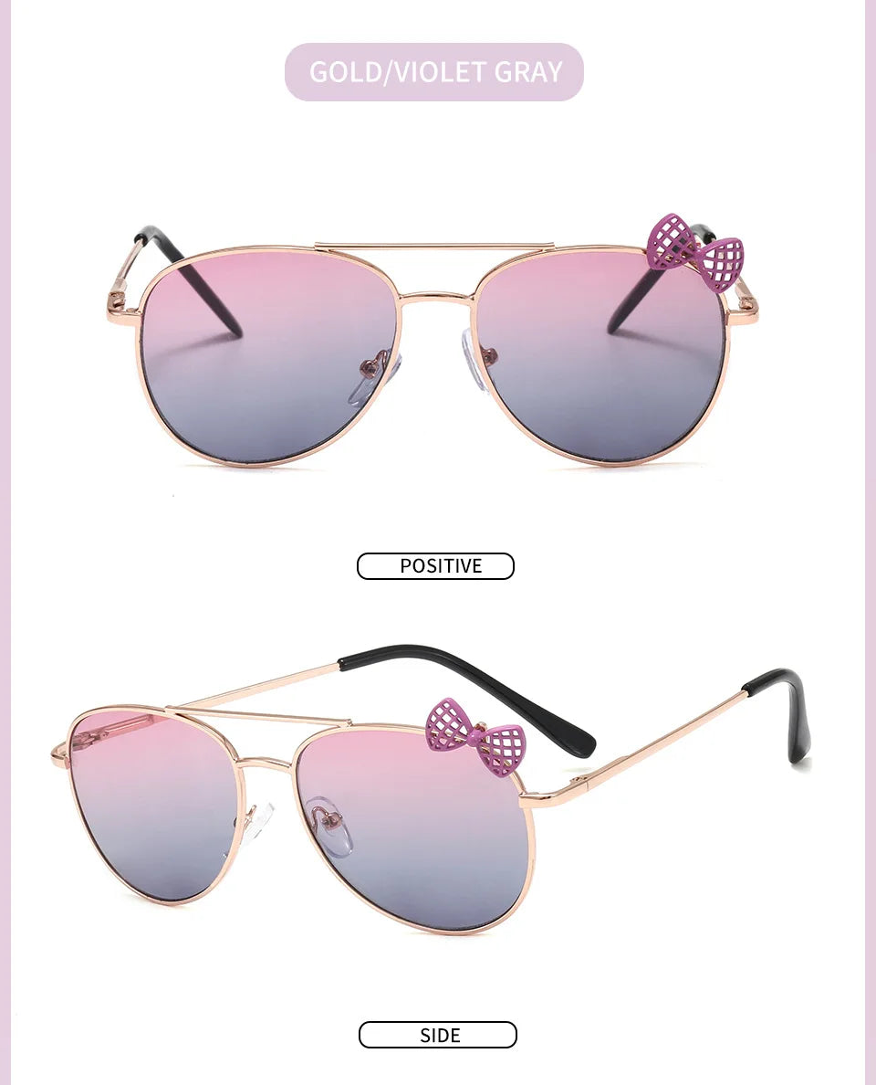 Kids Cute Sunglasses Metal Frame Children Sun Glasses Fashion Girls Outdoor Cycling Goggles Party Eyewear Photography Supplies