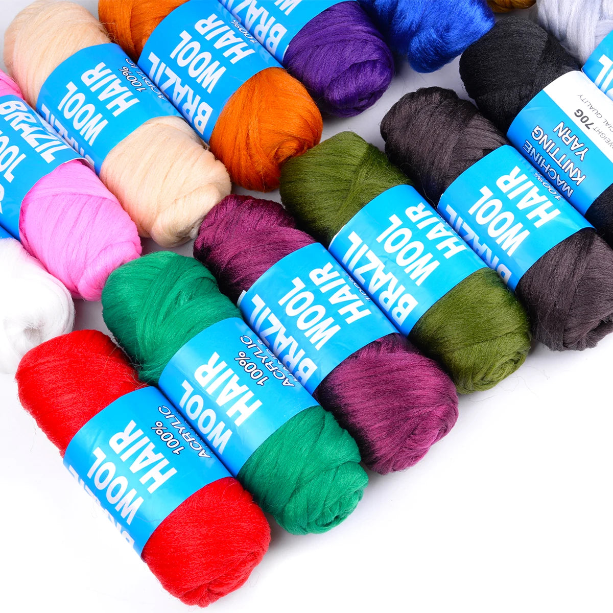 4 Pack Brazilian Wool Hair Synthetic Crochet Hair Extensions for Women African Hair Yarn for Braiding Senegalese Twist Fake Hair