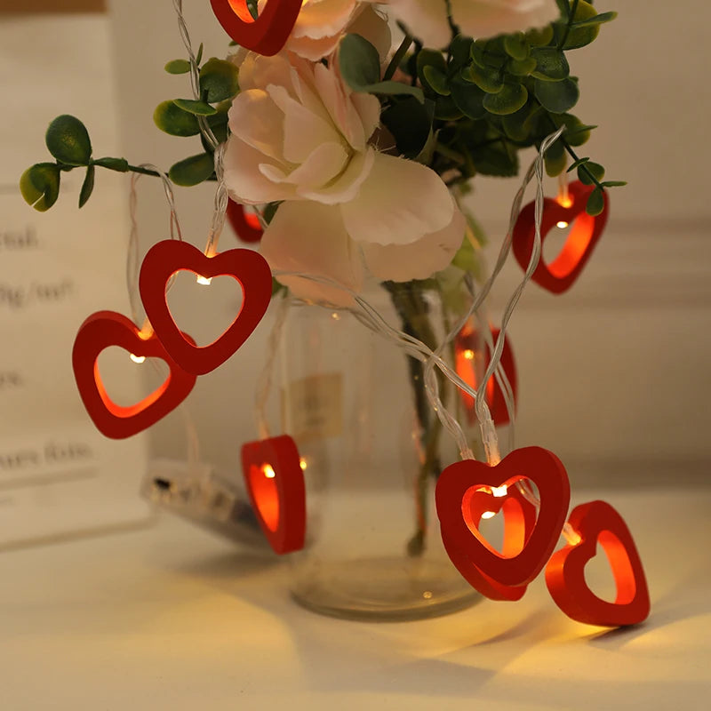 10 LED Love Heart String Lights Valentine's Day Decoration Garland Led Fairy Lights Wedding Birthday Party Decor Supplies Props