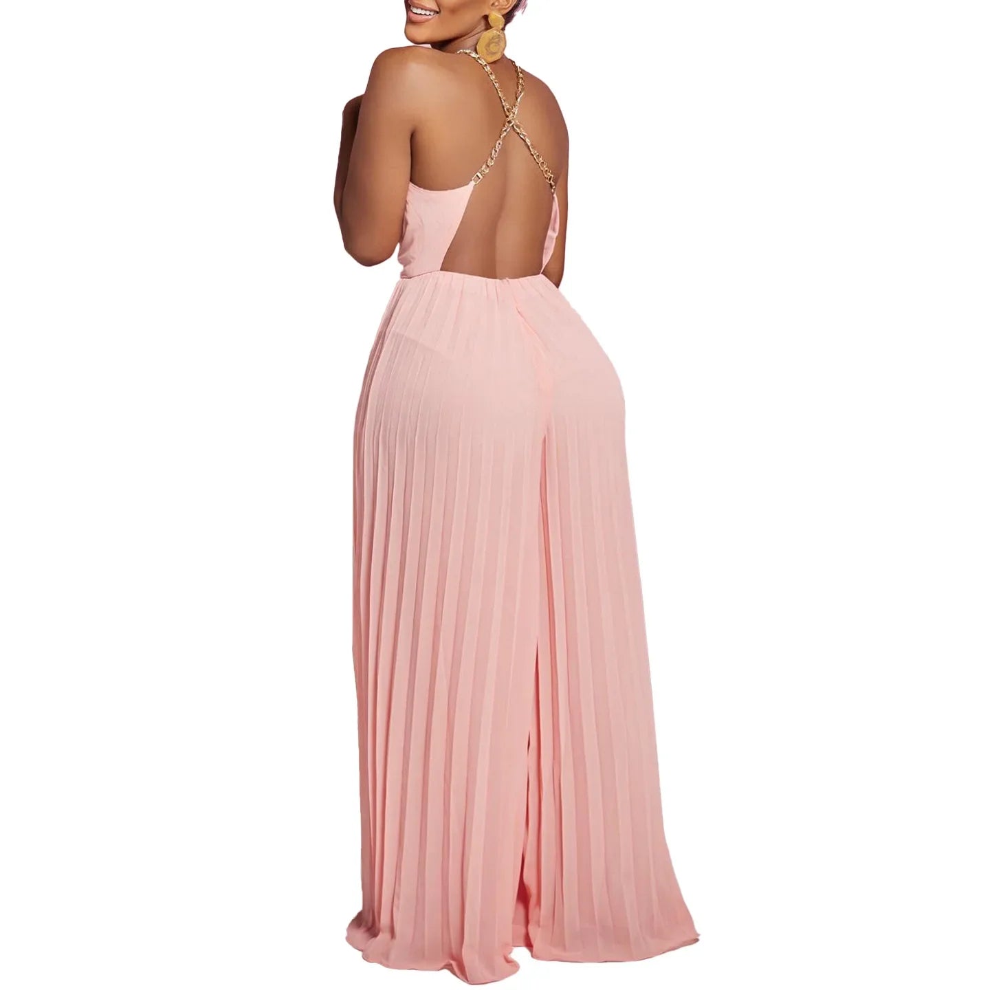 Jumpsuits Women One Piece Pleated Slim Party Night White Overalls Sexy Sling Sleeveless Wide Leg Long Pants High Waist Rompers