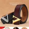 High Quality Smooth Buckle Belt Men's Genuine Leather Pure Cowhide Letter V Jeans Belt for Men Women Luxury Male Belt Designers