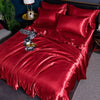 Nordic Satin Silk Bedding Set with Duvet Cover Bed Sheet Pillowcases Luxury Solid Single Double Couple Pillow Case Bedsheet