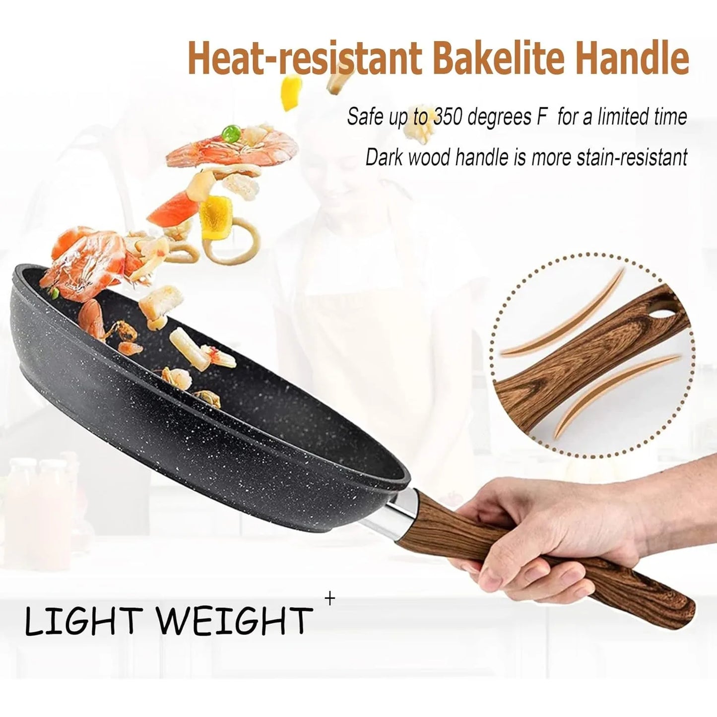 Induction Cookware Set-17 Piece Non-stick Cooking Pan Set, Granite Pots and Pans Set