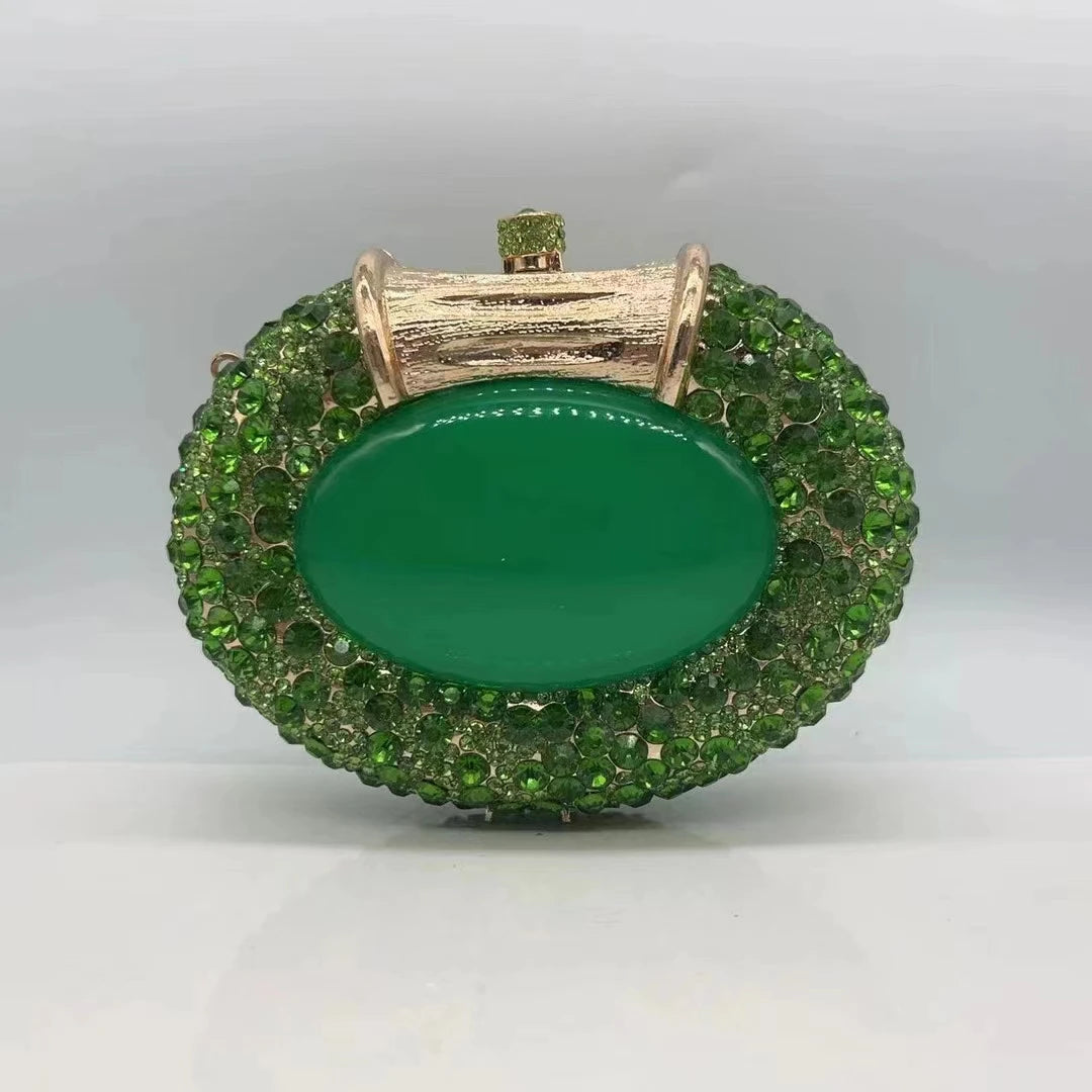 XIYUAN Oval Shaped Crystals Evening Clutch Bags Women Boutique Diamond Clutch Purses And Handbags Bridal Wedding Gem Phone Purse
