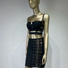 Women Celebrity Sexy Cut Out Mental Black White Mini Bodycon Bandage Skirt Set 2023 Elegant Evening Birthday Club Party Outfits