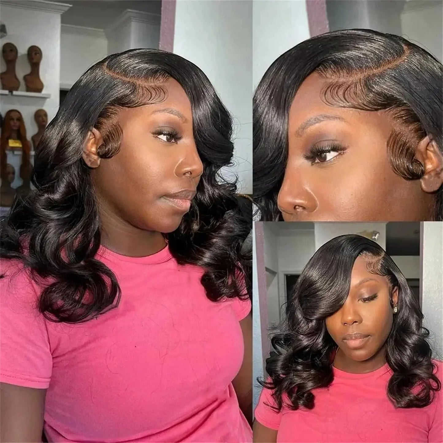 Brazilian Body Wave Short Bob Wig 13x4 Lace Frontal  4x4 Closure Human Hair Wig 200 Density For Women With Natural Wave Bob Wigs