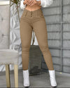Spring Summer New Women's Clothing Trousers, White High Waist Tight Skinny Pants Casual All-Matching