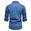 AIOPESON Autumn New Cotton Men's Denim Shirt Solid Color Single Pocket Casual Long Sleeve Shirt Autumn Jeans Shirt for Men