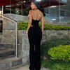 CM.YAYA Women V-Neck Backless Straight Sleeveless Flare Jumpsuits 2025 Summer Hollow Out Sexy One Piece Set Streetwear Outfits