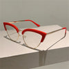 2023 New Vintage Cat Eye Glasses Frame New Stylish Semi Metal Rim Women Eyewear Trendy Brand Design Non-prescription Eyeglasses