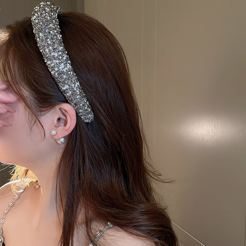 Luxury Inlaid Rhinestone HairBands for Women Korean Fashion Hair Pressure Headband Small Pearl Wedding Hair Jewelry