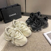 Black Platform Women's Sneakers 2024 Spring Lace-Up Thick Bottom Vulcanize Shoes Woman Pu Leather Breathable Sports Shoes Ladies
