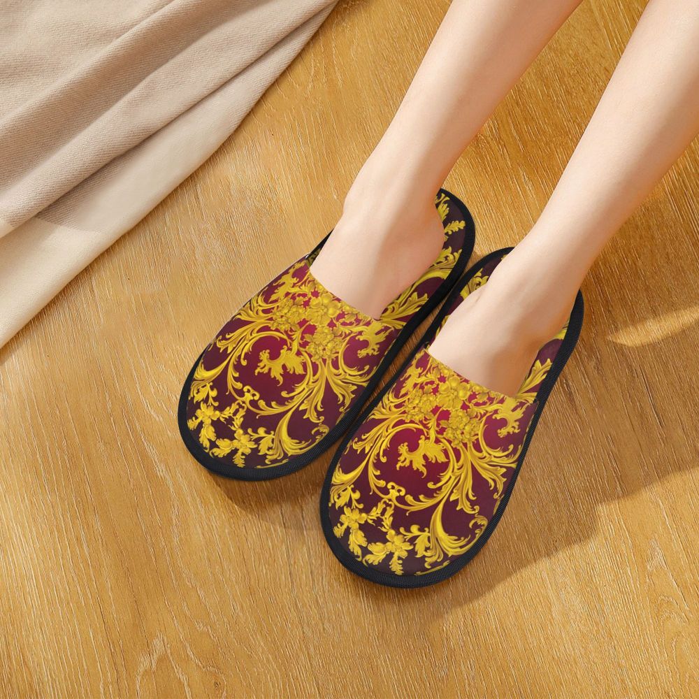 Custom Queen Of Absolutely Everything Gold Baroque Soft Memory Foam House Slippers Women Comfy Warm Anti-skid Sole Slipper