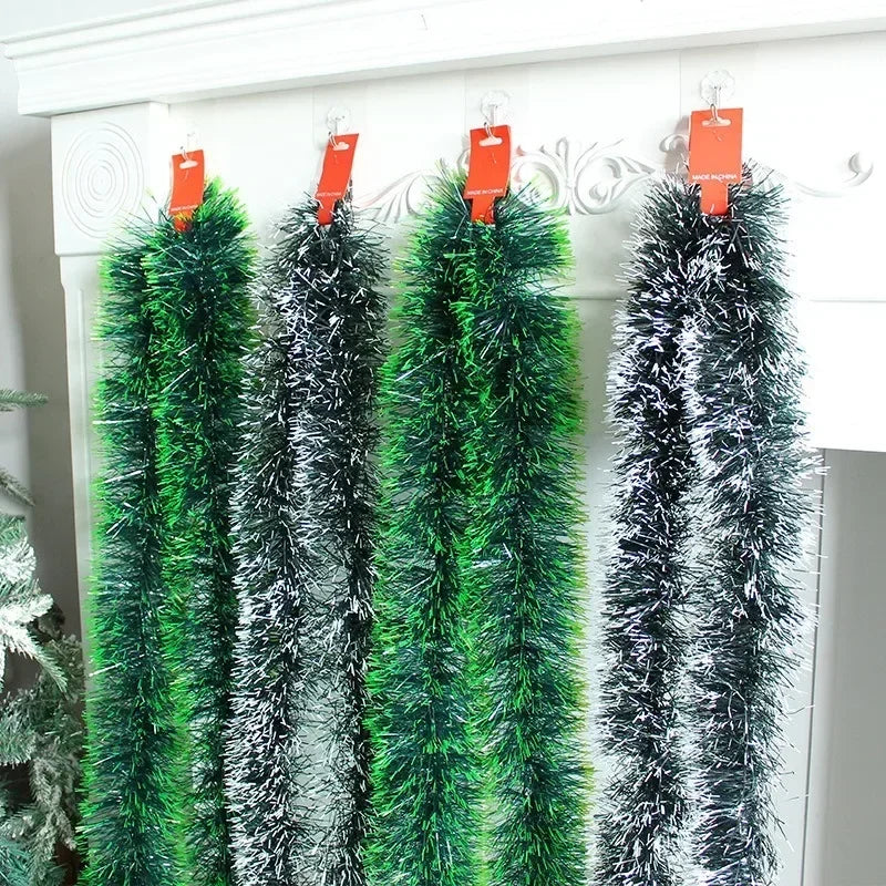 Christmas Tinsel Ribbons Garland Green Cane Wreath Xmas Tree Hanging Pendent Ornaments Wedding Party Supplies Home Decor