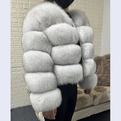 2025 MAOMAOKONG Natural Real Fox Fur Coat Women Winter Long Sleeve Luxury Raccoon Fur Jackets Thick Top Female Furry Coat Vest