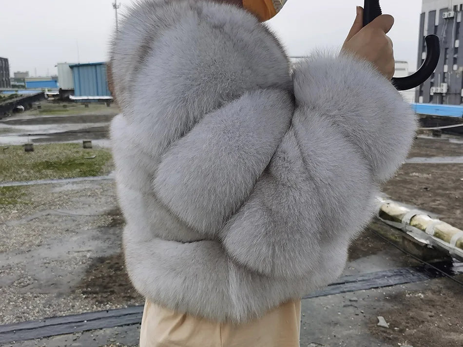 2025 MAOMAOKONG Natural Real Fox Fur Coat Women Winter Long Sleeve Luxury Raccoon Fur Jackets Thick Top Female Furry Coat Vest