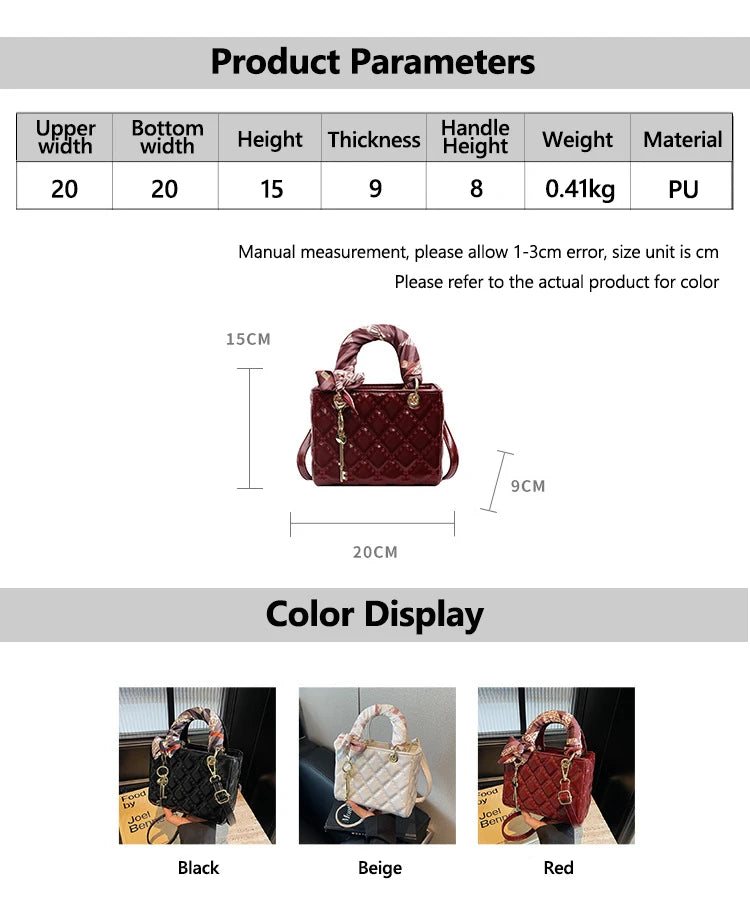Small And Niche High-End Lurxury Handbag For Women 2024 Fashionable New Diamond Grid Handbag, Single Shoulder Crossbody Bag