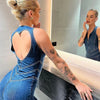TARUXY Backless Heart Cutout Bodycon Jumpsuit For Women Casual Sleeveless Slim One-Piece Outfits Retro Denim Jumpsuits New 2025