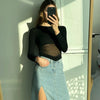 Summer Women T Shirt Girls T-Shirt Woman Clothes Long Sleeve Tops Spring Black Slim Tshirt Female Crop Top Tee Sexy Skinny Y2k